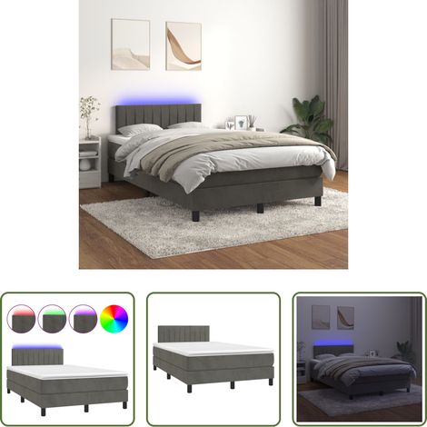 Sommier tapissier - Sommier à lattes de lit avec matelas LED Gris foncé 120x200 cm (1/5)