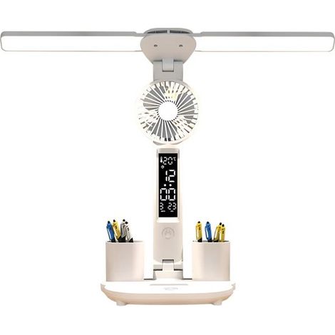 Schreibtischlampe, Augenschutzlampe, drei Farben, stufenlose Helligkeitsregelung, wiederaufladbar, weiß. (1/2)