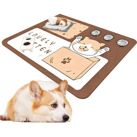 Tapis de sol imperméable pour animaux, matelas pour animaux de compagnie, antidérapant, absorbant et protection contre l'urine, pour chatons et chiots, gamelle d'eau et cuir