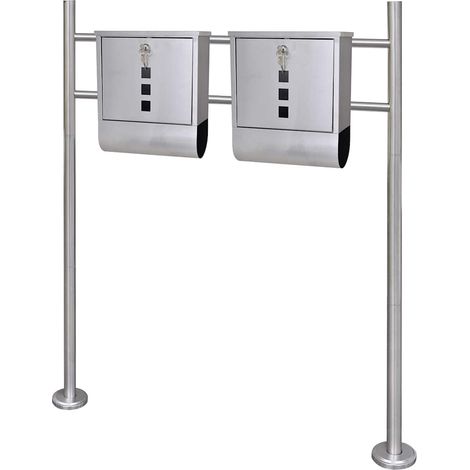 Double boîte à lettre sur support en acier inoxydable (1/5)