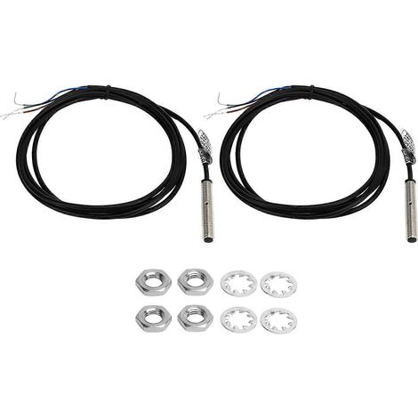 2er-Set Näherungssensor-Schalter, wasserdicht, NPN, DC, 3-adrig, normalerweise offen (NO), 6–36 V DC, 1 mm