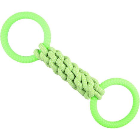 Cotton Rope Jouet pour chien – Double Loop design et résistant aux morsures – pour chiot dentition et Oral Health avec Tug-of-War – Vert (1/5)