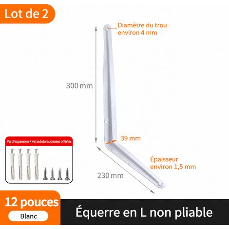 Lot de 2 équerres murales fixes en 7 pour étagère blanc 12 pouces 35 cm avec vis 7 12 35cm réf 1 × 1 × 1 cm 143 g – Livraison gratuite