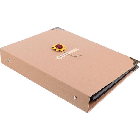Album Photo Rétro Fait Main en Papier Kraft Motif Tournesol 30 Pages Noires DIY Album Photo Créatif pour Souvenirs Mariage et Anniversaires Capacité Collage Personnalisée (1/5)