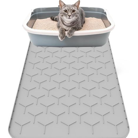 Cat Litter Mat, XXL, 86 x 56 cm Silicone Cat Litter Mat, Cat Litter Mat – Waterproof, Non-Slip and Easy to Clean, Cat Litter Mat and Cat Litter Tray (1/5)
