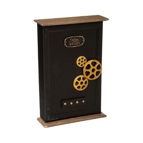 Atmosphera – Boîte à clés en MDF 26,8 x 38,5 cm – Design vintage avec porte aimantée – Rangement décoratif pour clés - BOIS 26 X (1/4)