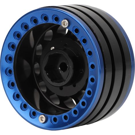 4 Jantes Aluminium Beadlock 1.9" Noir Bleu pour Véhicule RC 1/10 SCX10 Crawler (1/4)