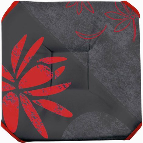 Galette de chaise anti-taches à rabats Lotus rouge (1/3)