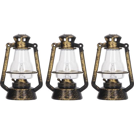 3 Pièces Lampe à Pétrole Miniature Rétro Éclairée pour Maison de Poupée 1/12 1/6, Décoration et DIY Créatif (1/5)