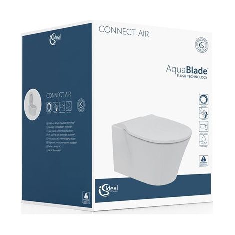 Pacchetto combinato WC sospeso a cacciata CONNECT AIR, AQUABLADE 360x540mm bianco con chiusura ammortizzata IDEAL STANDARD