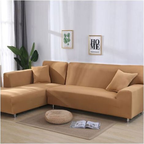Housse de canapé-lit d'angle 2 places – Antidérapante et lavable – Protection meubles marron – Installation facile sans plis (1/2)