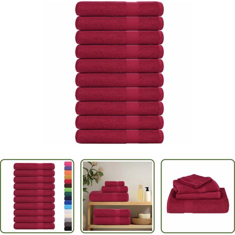 vidaXL Saunagang - Saunatücher FROGN 10 Stk. Bordeaux 80x200 cm 360 g/m² (1/5)