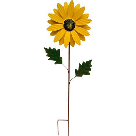 Fleur Métallique Artisanale Grandeur 69cm Diamètre 20cm Jardin Rust-proof Multicolore Recyclable Pointe Stake Solide