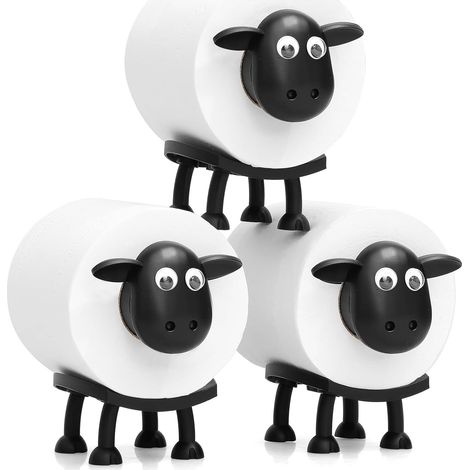 Porte-rouleau de papier toilette humoristique sur pied, motif mouton (1/5)