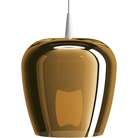 Zafferano Lampe À Suspension Bilia 230V Led 8W Ø27Cm En Verre Borosilicaté Soufflé Couleur Blanc Bronze, Design En Cloche Et Irc Élevé 90 (1/4)