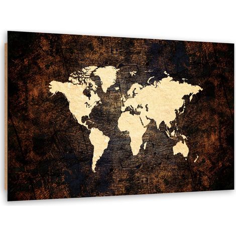Quadro deco panel, Mappa del mondo marrone - 120x80 (1/5)