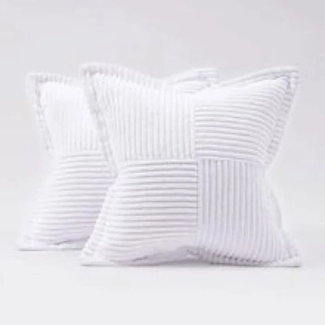 Set mit 2 Kissenbezügen 55×55 cm, weißer Cord, weich und dekorativ (1/4)