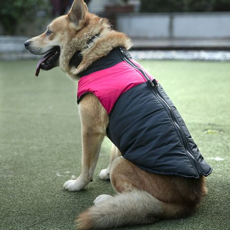 Veste sans manches imperméable en polyester rose pour animaux de compagnie, manteau chaud et épais pour grands chiens (2XL) (1/5)
