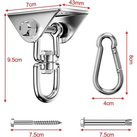 Gancio da soffitto,Gancio girevole in acciaio inox,Capacità di sollevamento 500 kg,Altalena per sacco da boxe e sedia sospesa,Acciaio inox (1/4)