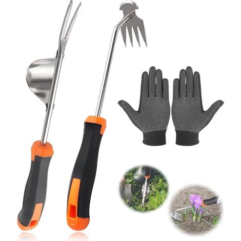 2 Piece Manual Weeder, Dandelion Puller, Stainless Steel Weed Puller, Weed Extractor, Manual Weeding Tool for Digging and Weeding Loosening (1/5)
