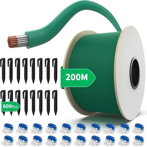 200M Cable Robot Tondeuse Universel + 600 Piquets de Fixation + 20 Connecteurs de Câble, Câble Périphérique en Cuivre étamé - Accessoires pour Tondeuses à Gazon Robotisées - Ø2,7mm (1/5)