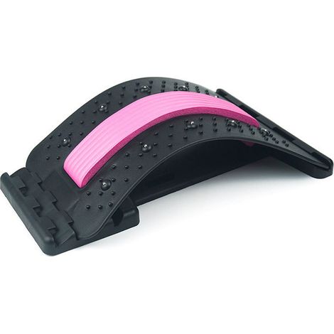 Masajeador de espalda, bastón de masaje, estirador mágico, fitness, soporte lumbar, relajación calmante, alivio del dolor de espalda (negro, rosa)