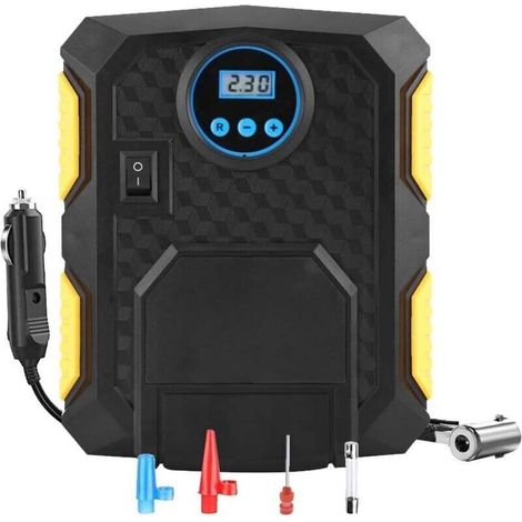 Compresseur d'air portatif 12V 150PSI – Gonfleur de pneu avec écran LCD – Rechargeable allume-cigare – 35 l/min – 3 adaptateurs pour voiture/moto/vélo (1/5)