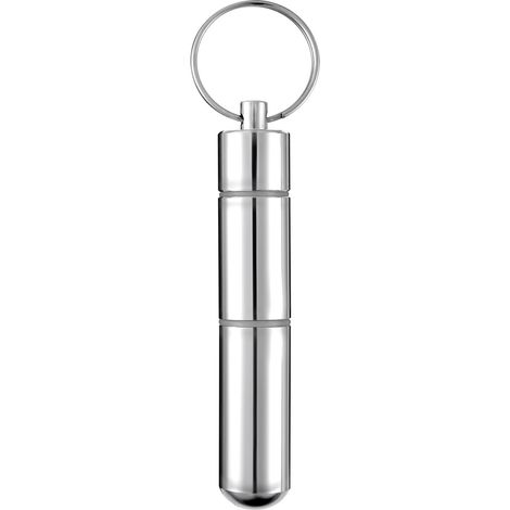 Porte-cure-dents de poche, boîte à cure-dents étanche en aluminium, pilulier en métal avec anneau porte-clés, 7,1 x 1,5 cm