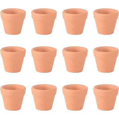 Lot de 12 petits pots en terre cuite (3 x 3 cm) pour cactus, plantes grasses et autres créations. Idéaux pour vos plantes et loisirs créatifs. (1/3)