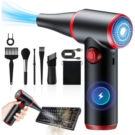 ATEngeus Souffleur Air Comprimé, Dépoussiérants Puissants électrique à vitesse continue, 100500 tr/min, Air Comprimé Duster avec lumière LED, Bombe Air Sec Nettoyage PC pour clavier, voiture (1/5)