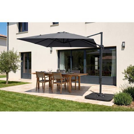 Ampelschirm 3 x 3 m NAVAGIO aus Aluminium - 360° drehbar und neigbar - Grau