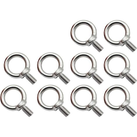 Packung mit 10 M8-Ösenschrauben aus Edelstahl, rostfreie Ösenschrauben, runde Ösenschraube, Ösenschraube, Edelstahl 304, korrosionsbeständig.