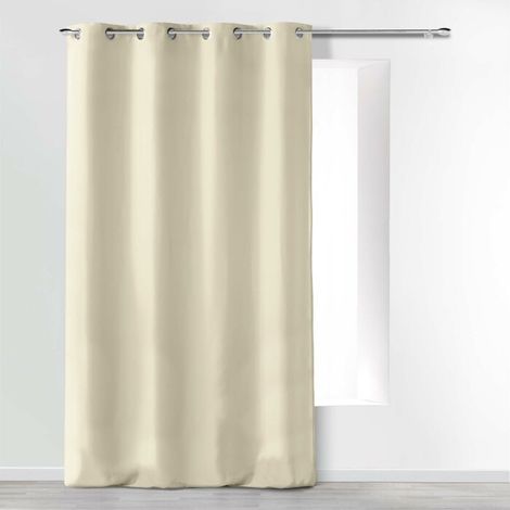 Homemaison – Rideau à œillets 140 x 280 cm en microfibre légère – Opacité légère pour luminosité – Finition 8 œillets ronds en métal – Coloris naturel (1/6)