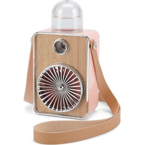 Ventilateur brumisateur portable pour l'extérieur avec cordon en cuir vintage, ventilateur de bureau avec veilleuse ROSE (1/5)