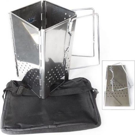Barbecue BBQ accenditore carbonella acciaio inox pesante RIPIEGABILE ciminiera starter