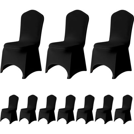 10 Noir Spandex Chaise Housse - Noir, 10 (1/5)