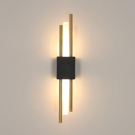 Modern LED Indoor Wall Light 10W 3000K Warm Light, Acrylic Wall Light for Living Room Bedroom Hallway Staircase, Black+Gold (1/5)