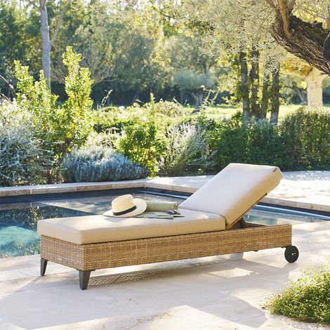 Lit de piscine Boali Savana aluminium résine tressée et polyester - Hespéride (1/5)