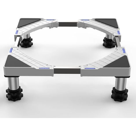 Support de Machine à Laver Base Socle pour Frigo Lave-linge Sèche-linge 45-65 cm Hauteur Réglable 18-22 cm Charge 300 kg Avec quatre pieds en acier inoxydable, anti-vibration, largeur réglable 45-65 (1/5)