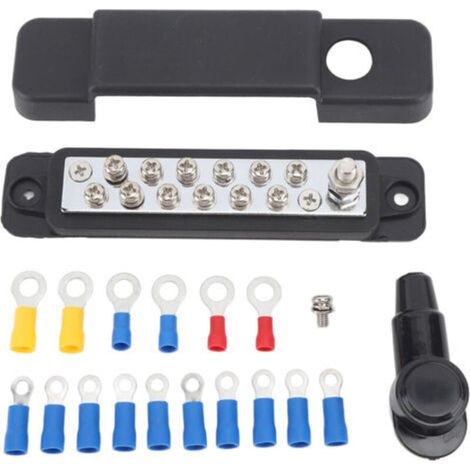 Kit de bloc de Distribution d'énergie noir étanche à 12 bornes pour véhicules tracteurs UTV ATV camions Yachts (1/4)