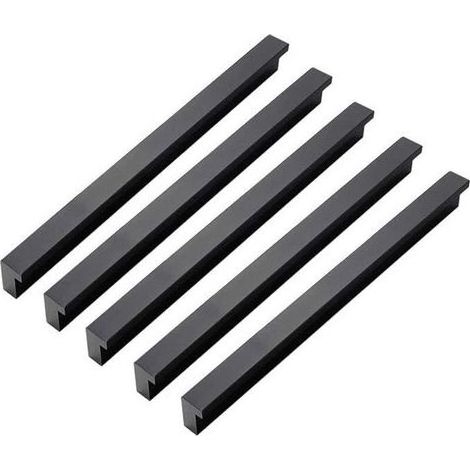Lot de 10 poignées de porte de placard en alliage d'aluminium noir moderne pour tiroirs et meubles, trou central 192 mm (1/5)