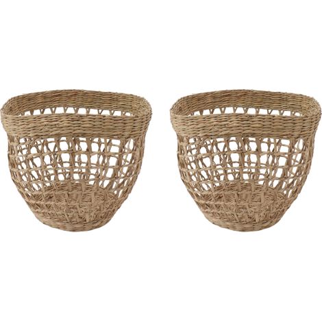 Panier tressé en jonc de mer (2 pièces) pour fleurs, plantes et décoration de maison de campagne (1/5)