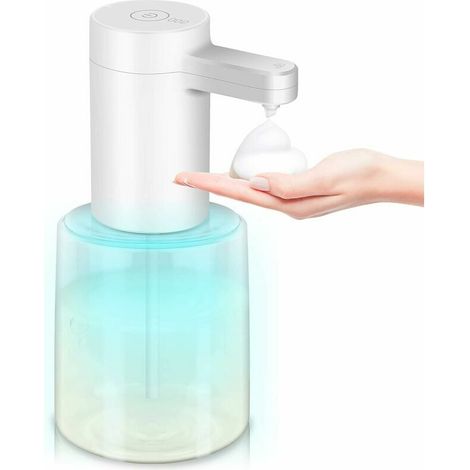Distributeur Savon Automatique, 450 ML Distributeur de Savon Mousse avec Capteur Infrarouge sans Contact, Volume Liquide Chargement USB IPX7 Veilleuse 7 Couleurs pour Salle de Bain ou Cuisine (1/5)