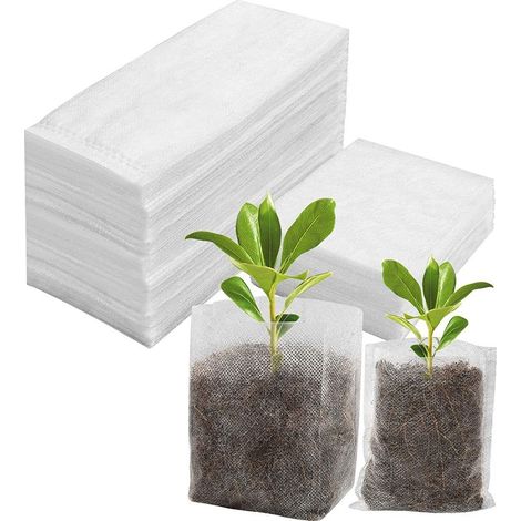 200 Pcs Sac Semis- 10x12cm+14x16cm Biodegradable Sac de Plantation de Jardin Godet Semis Non Tissé (1/5)