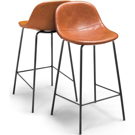 BRISTOL - Coppia di sgabelli di design in leatherette cuoio