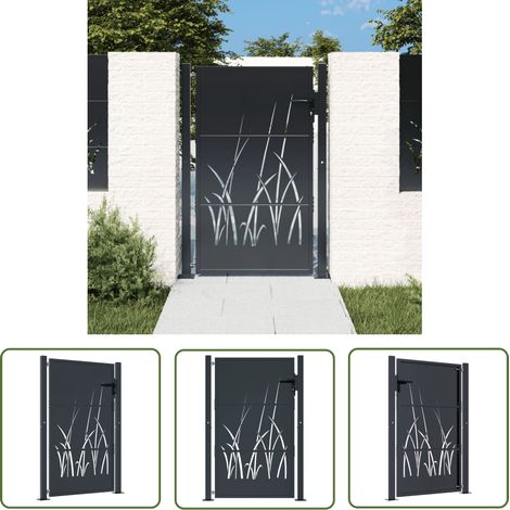 The Living Store Gartentor Anthrazit 105x155 cm Stahl Gras-Design - Gartentor - Metalltor - Stahltür - Zaun - Einfahrtstor (1/5)