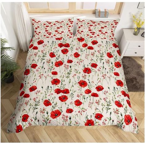 Retro Floral Housse de Couette 200x200cm 70S Hippie Fleurs Bohémien Parure de Lit pour Garçons Filles décor psychédélique - WWC (1/4)