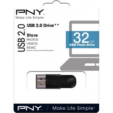 Clé USB PNY Attaché 4 2.0 32 Go, USB Type-A, noire (1/3)