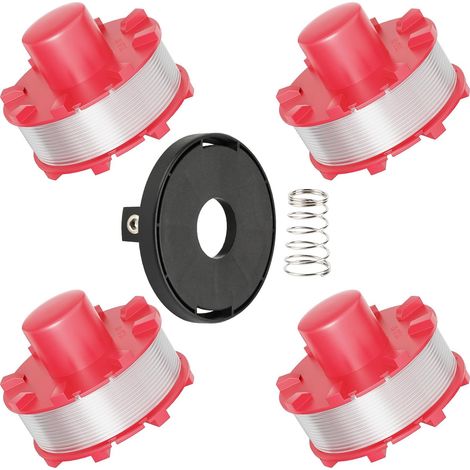 4 bobine di filo per decespugliatore da 2 mm x 8 m, bobina di ricambio, compatibile con Einhell, modello WA0010/WA6531 (4 bobine di filo, 1 coperchio, 1 protezione) (1/5)