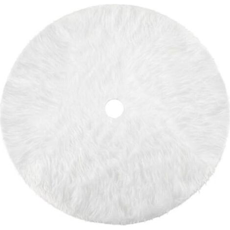White Plush Snow Christmas Tree Skirt Christmas Tree Decorations Mat Holiday Tree Base Cover Tree Skirt, 90cm/35 Inches (1/5)